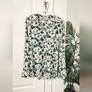 💝Floral Green and White Women's Top
